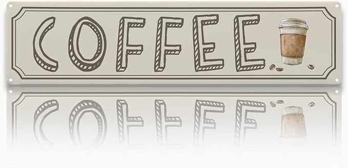 Vintage Coffee Sign Decor, Retro Metal Tin Sign, Home Kitchen Wall Decor, Farmhouse Decorations for Cafe, Coffee Station Decors Decorative Metal Wall Signs 15.8x4 Inches