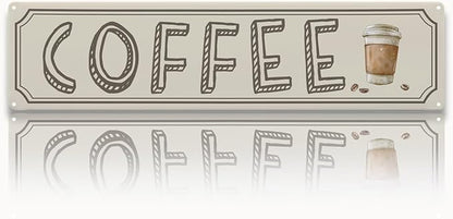 Vintage Coffee Sign Decor, Retro Metal Tin Sign, Home Kitchen Wall Decor, Farmhouse Decorations for Cafe, Coffee Station Decors Decorative Metal Wall Signs 15.8x4 Inches
