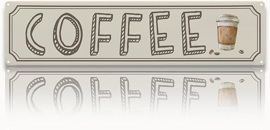 Vintage Coffee Sign Decor, Retro Metal Tin Sign, Home Kitchen Wall Decor, Farmhouse Decorations for Cafe, Coffee Station Decors Decorative Metal Wall Signs 15.8x4 Inches