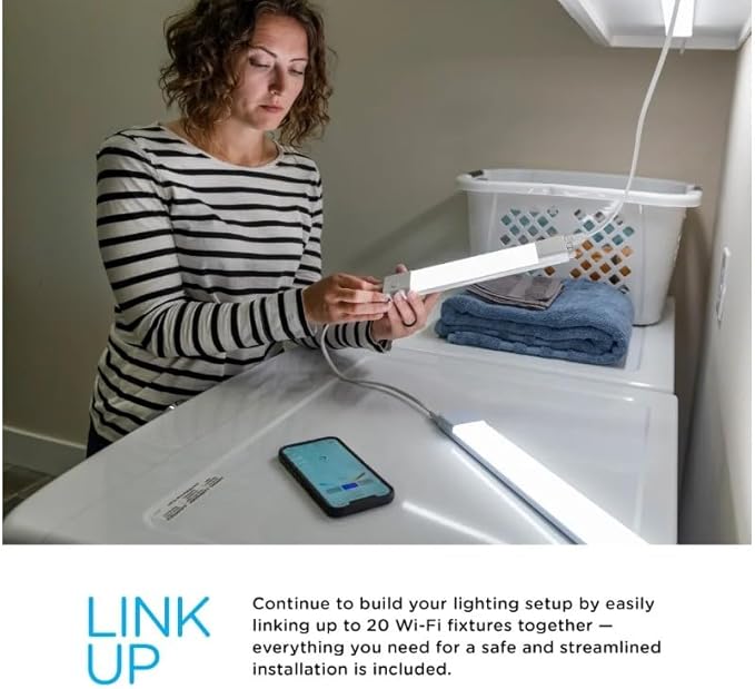 Enbrighten Vibe Plug-in Smart Under Cabinet Lights, 24in, Adjustable White from 2000K-6000K, Dimmable, Programmable Schedule Under Cabinet Lighting, Compatible with Alexa, Google Assistant, 58261-T1
