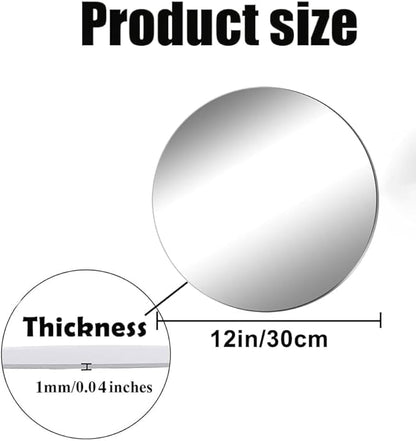 Acrylic Round Mirrors, 12 inch No Glass Circle Mirror Tiles Self Adhesive Mirror Stickers for Wall Home Living Room Bedroom Decor, Small Mirrors for Crafts (4, 12 inch/30cm)