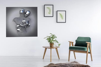 3D Wall Art Decor Artwork Figure Statue Modern Art Canvas Painting,Large Wall Art for Bathroom Bedroom Decoration (Hold Gray Heart)