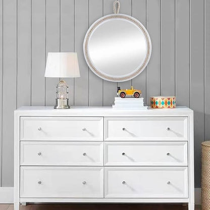 Small Decorative Mirror 11.4'' Round Hanging Mirror for Wall Nautical Rope Mirror for Bathroom Office Living Room All Occasions, White Accent 2