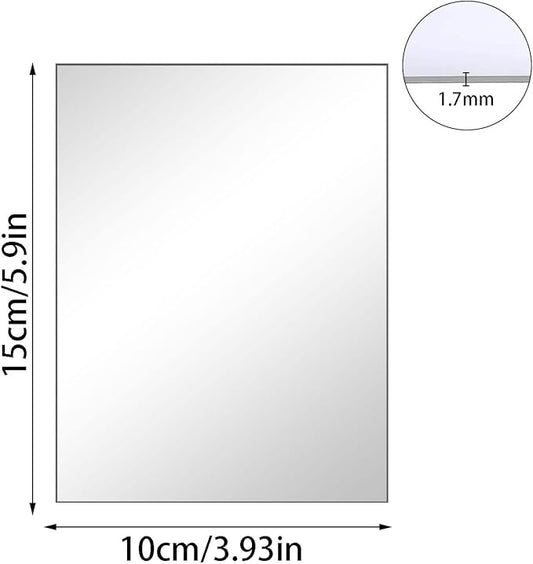 10Pcs Acrylic Mirror Tiles for Wall Decor, 4'' x 6'' x 0.07'' Rectangular Wall Mirror Sheet with Adhesive Stickers for Bathroom, Bedroom, Living Room, Home, Tables Centerpieces Decor