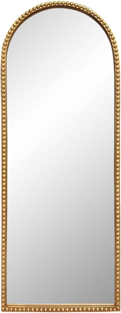 Gold Arched Full Length Mirror，Standing Floor Full Body Mirror with Beaded Frame Hanging or Leaning Wall 53"X20" Full Length Wall Mounted Mirror for Dressing Room Bedroom Entryway