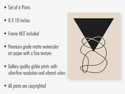 Eleville 8X10 Unframed Set of 6 Minimalist Wall Art Mid Century Art Wall Decor Mid Century Modern Decor Contemporary Wall Art Boho Prints Zen Wall Art wgn554
