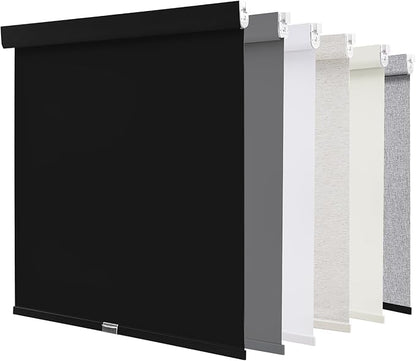 AOSKY No Drill Customize Blackout Roller Shades with Valance,Cordless Blinds for Indoor Windows,Room Darkening Window Shades Pull Down with Free-Stop Spring System,UV Protection for Home