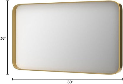 TokeShimi 60 x 36 Inch Brushed Gold Bathroom Vanity Mirror for Wall with Non-Rusting Aluminum Alloy Matte Metal Frame for Modern Farmhouse Home Decor (Horizontal/Vertical)