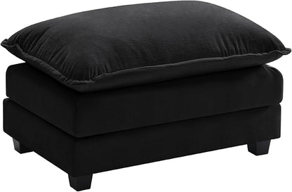 Ihanherry Ottoman for Modular Sectional Cloud Couch, Chenille Deep Seat Sofa for Living Room, Bedroom and Apartment, Black