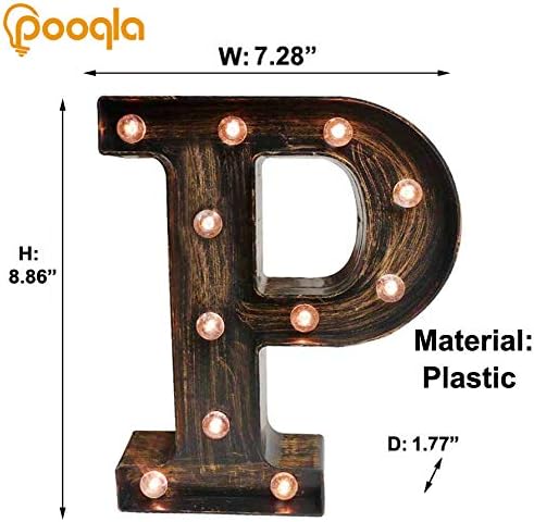 Pooqla Vintage Light Up Marquee Letters with Lights – Illuminated Industrial Style Lighted Alphabet Letter Signs - Coffee Bar Apartment Bedroom Wall Home Initials Decor A-Z