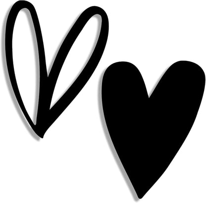 Vineland Metal Heart Wall Art Decor, Black Minimalist Wall Sculptures for Living Room Bedroom Bathroom Kitchen Decorations, Housewarming Valentine's Day Gifts, 5.9x7.8 Inches, Set of 2