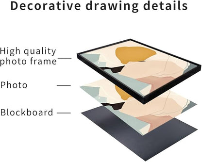 MPLONG Wall Art, Frame Canvas Wall Art Set, Striking Modern Minimalism, Abstract Natural Geometric Color Block Picture Prints, Aesthetic Living Room Bedroom Office Kitchen Wall Decor
