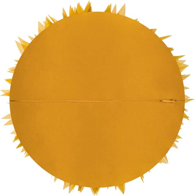 Mustard Yellow 3D Sunflower Round Decorative Throw Pillow Handcrafted Cute Elegant Flower Accent Pillow Boho Farmhouse Floral Cushion for Bed Couch Car Living Room Bedroom Home Decor 12Inch