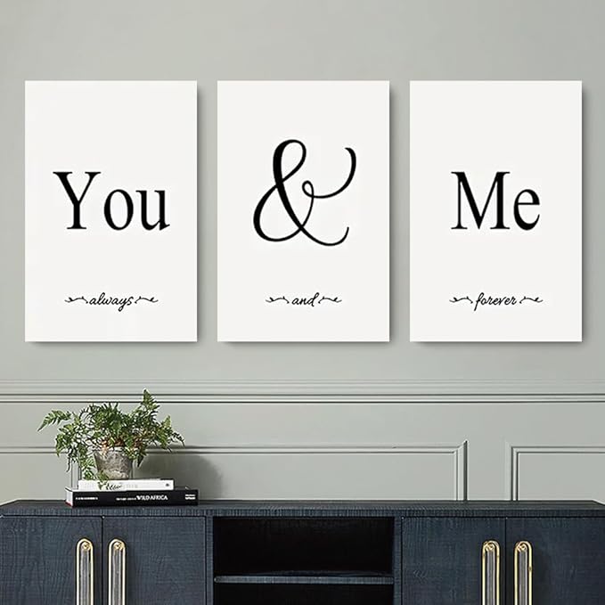 GUBIYU Black & White Bedroom You And Me Canvas Poster - Aesthetic Wall Art - Ideal Gift, 20"x28"