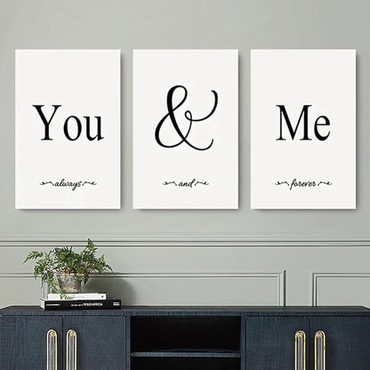GUBIYU Black and White Love Canvas Poster - You and Me Word Art for Bedroom Wall Decor - Aesthetic Gift for Girls, Farmhouse Corridor Decoration - 16"x24"