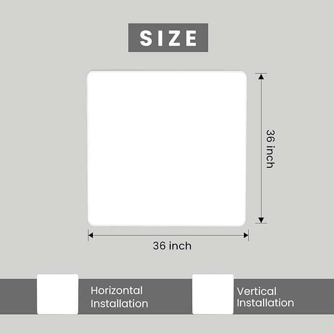 JISOSO White Bathroom Mirror 36x36 Inch, White Metal Framed Bathroom Mirror for Wall, Rounded Rectangle Matte Bathroom Vanity Mirror, Tempered Glass, Anti-Rust, Horizontal/Vertical