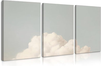 Pennclys Clouds Wall Art Decor Over The Bed Sky Canvas Wall Art Abstract Minimalist Clouds Prints Painting Blue Sky Wall Decor Pictures for Living Room Bedroom 16x24 Inch Ready to Hang Set of 3