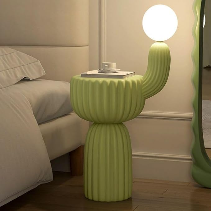 Floor Lamp Standing Lamp, Contemporary 3-Color Light Globe Plastics Lampshape Resin Floor Lamp with Table for Living Room Reading Bedroom Home Office, Green