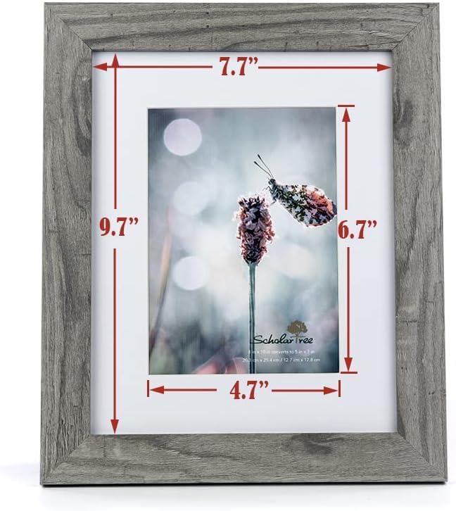 Grey 8x10 Picture Frame with Mat,Display 8x10 without Mat or 5x7 with Mat