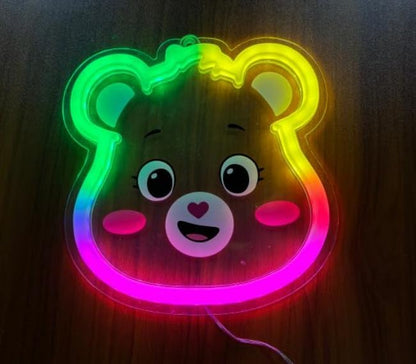 Care Bears Neon Wall Decor with Multicolored Ambient Lighting – USB Powered LED Light for Kids' Room Decor – Cheer Bear Character, Rainbow Glow – Perfect for Bedrooms, Nurseries, and Playrooms