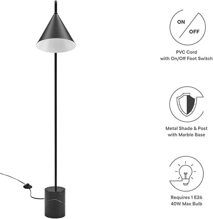 Modway EEI-6531-BLK Ayla Marble Base Floor Lamp, Black