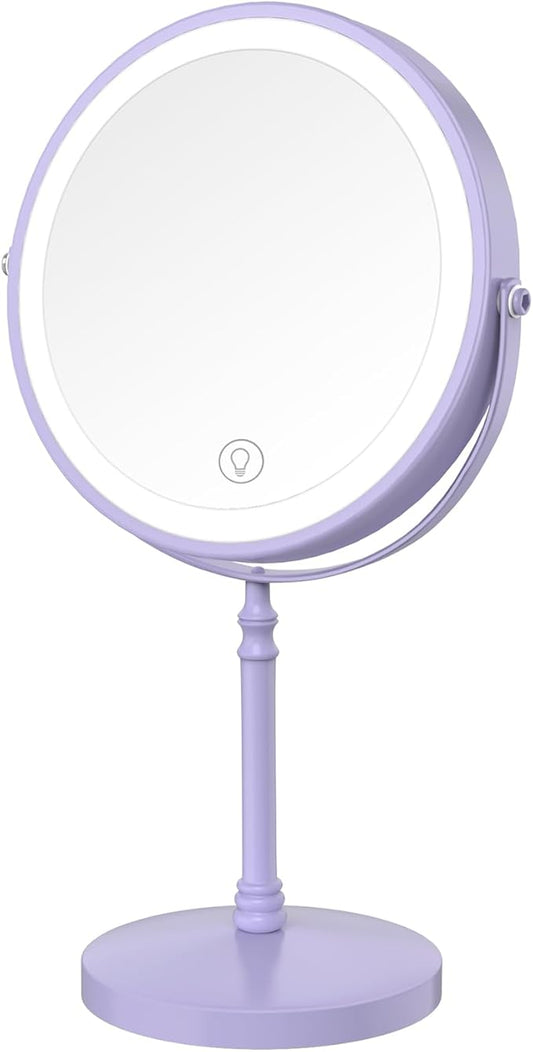 DEIOVWXS Makeup Mirror, 3000mAh Rechargeable Double-Sided Magnifying Vanity Mirror with 3 Colors, 1X/10X, Adjustable Brightness, Gifts for Mom, Mothers Day, Women, Wife, Girls, Dorm Room Essential