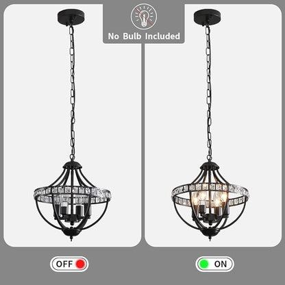 c Chandeliers，Farmhouse Ceiling Chandelier Rustic Vintage Black Pendant Hanging Lighting for Dining Room Living Room Entryway Kitchen Island Bedroom Foyer Lighting（4-Light）