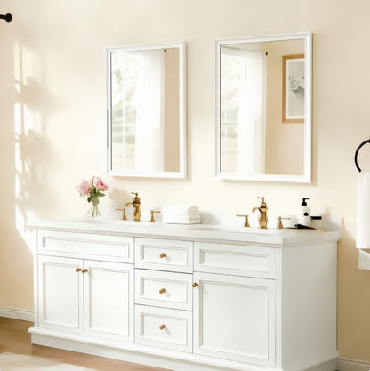 USHOWER White Bathroom Mirrors for Over Sink 30x40 Inch, Metal Framed Rectangle Vanity Mirror for Wall, Bedroom, Living Room, Entryway, Farmhouse, Anti-Rust, HD Tempered Glass, Horizontal/Vertical
