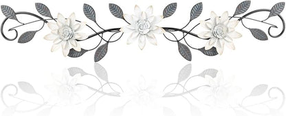 KHJCXS Metal Wall Art Modern Minimalist Metal Flowers Indoor Decor Horizontal Wall Art Iron Artwork,for Over Door,Bedroom,Living Room,Kitchen,Office Scroll Decor