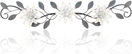 KHJCXS Metal Wall Art Modern Minimalist Metal Flowers Indoor Decor Horizontal Wall Art Iron Artwork,for Over Door,Bedroom,Living Room,Kitchen,Office Scroll Decor