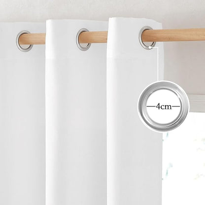 NICETOWN White Linen Bedroom Curtains 84 inches Long, Grommet Thick Linen Blend Window Treatments Privacy Assured with Light Filtering for Living Room, W42 x L84, 2 Panels