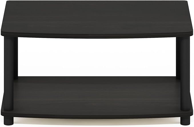 Furinno TURN-N-TUBE TV Riser Stand, 2-Tier Small Elevated No Tools TV Stand with Plastic Poles, Console for TV up to 32 inch, 15.8 x 23.8 x 11, for Living Room, Bedroom, Espresso