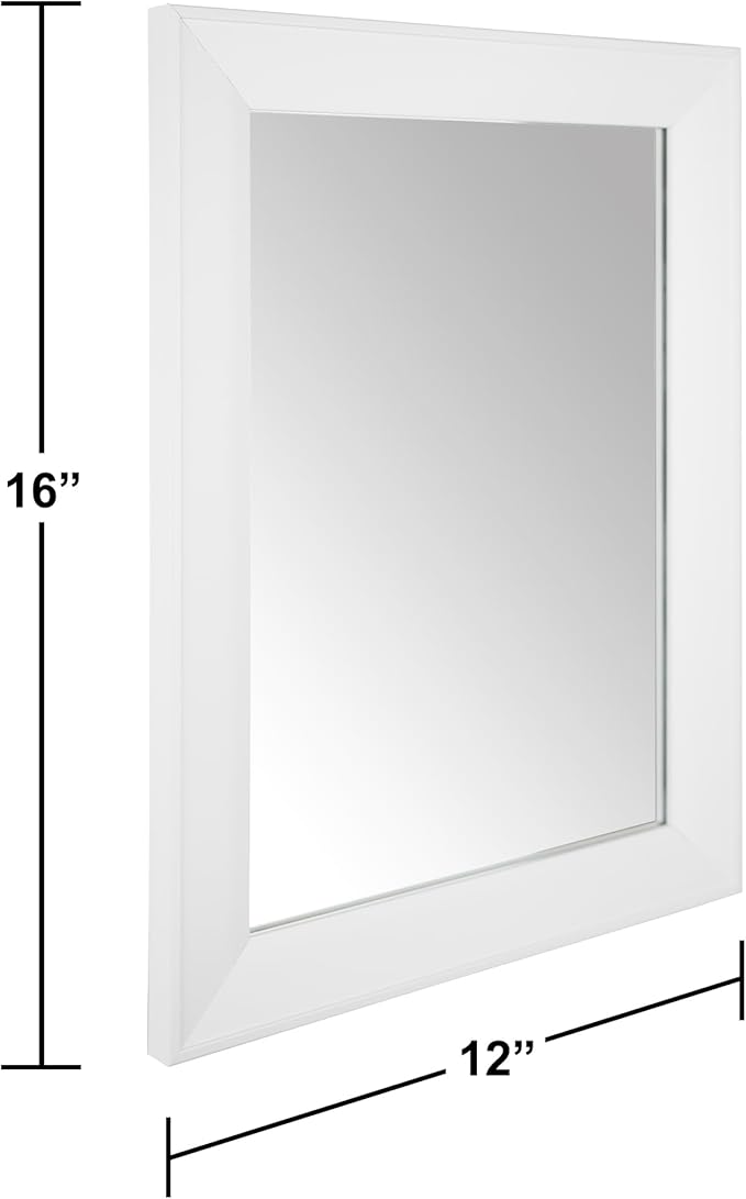 Ruomeng Rectangular Wall Mirror 12" x 16" Beveled Framed Mirror for Bathroom, Bedroom, Entryway, Living Room, White