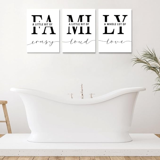 GUBIYU Home Wall Art for Living Room & Dining Room - Inspirational Quotes Poster, 'A Little Bit of Crazy' Print, Family Quotes, Sign, 12"x16" Canvas