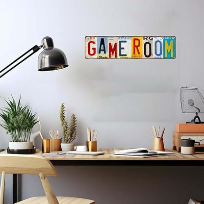 Game Room Sign Vintage Decor Basement Wall Signs Gameroom Decorations Ideas Games Retro Gamer Wall Art Gaming Retro Gift Accessories 4 x 16in