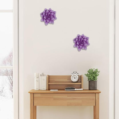 Guichifun Flower Wall Decor Succulent plants - 3D Purple Resin Wall Hanging Decor Art Decor for Home Bedroom Living Room Christmas Gift 3.75 X 4 X 1.5 Inch
