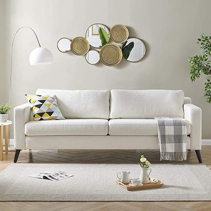 Oakrain Home Decor Metal Wall Decor with Multi Circle Plates Mirror, Large Modern Wall Art Sculpture Decor for Living Room, Office, Bedroom, 43.3 X 1.9 X 20.9 Inches, Gold