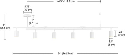 Globe Electric West 64" 6-Light Track Lighting, Matte White, Center Swivel Bars, Bulb Not Included