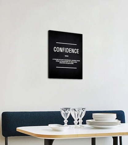 Confidence Canvas Wall Art, Framed Motivational Entrepreneur Quote for Home Office Living Room Decor, Ready to Hang, 12x16 Inches