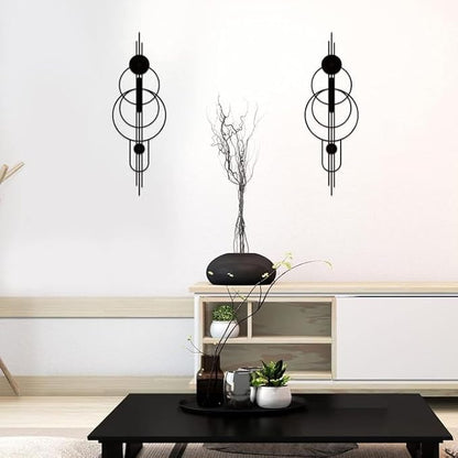 ruelen 2 Pcs Small Metal Abstract Wall Art, Modern Minimalist Wall Decor Single Line Art Metal Vertical Wall Decor Geometric Wall Hanging Sculptures for Home Bedroom Living Room, 15.7 x 5.1 Inch