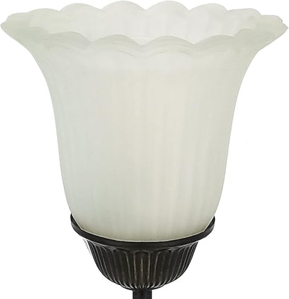 Touch Bedside Lamp with 2 USB Charging Ports, 3-Way Dimmable Nightstand Lamps, White Glass Shade Vintage Rural Leaf Lamp for Living Room Tabletop Bedroom Side Table, LED Bulb Included