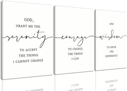 AOYUSMO 3 Piece Christian Scripture Canvas Wall Art Serenity Prayer Jesus Wall Art Bible Decor Verse God Grant Me the Serenity Religious Art Prints for Living Room Bedroom Church 16"x24"