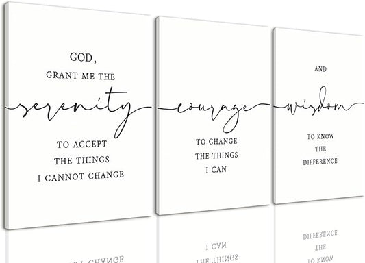 AOYUSMO 3 Piece Christian Scripture Canvas Wall Art Serenity Prayer Jesus Wall Art Bible Decor Verse God Grant Me the Serenity Religious Art Prints for Living Room Bedroom Church 16"x24"