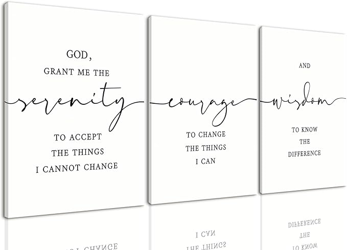 AOYUSMO 3 Piece Christian Scripture Canvas Wall Art Serenity Prayer Jesus Wall Art Bible Decor Verse God Grant Me the Serenity Religious Art Prints for Living Room Bedroom Church 12"x16"