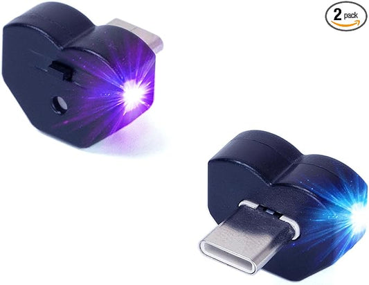Mini USB Type C LED Light, 8 Color RGB Interior Atmosphere Lighting for Phone, Laptop, Keyboard, Night Lamp, Decoration Brightness Direction Adjustable(Quantity: 2)