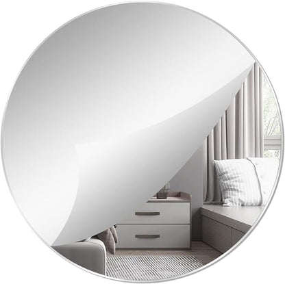 12'' Round Wall Mirror Tiles High Clear Reflecticon Self Adhesive Acrylic Mirror Sheets Circle Stickers for Bathroom, Bedroom, Door, Home Decor