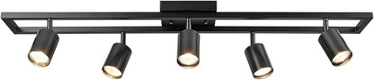 Globe Electric 5-Light Track Lighting, Adjustable Heads, Matte Black 36-Inch Dimmable Track Bar for Modern Kitchen, Living Room & Ceiling Lighting