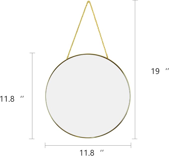 Round Wall Mirror Door Mirror PVC Plastic Frame (Gold, 11.8 inch)
