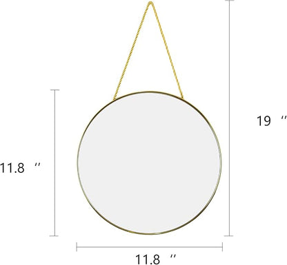 Round Wall Mirror Door Mirror PVC Plastic Frame (Gold, 11.8 inch)