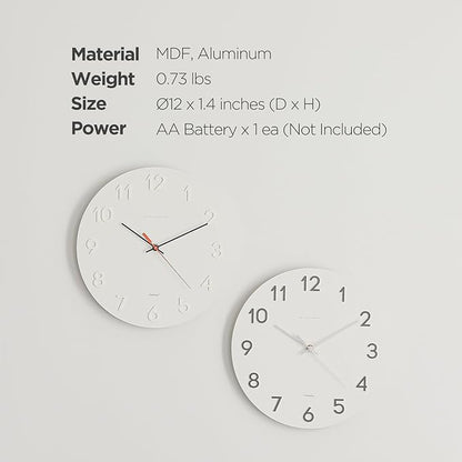 mooas 3D Numbers Modern Wall Clock, 12" Silent Non-Ticking Sweep Movement Decorative Battery Operated Analog Wall Clock for Home Décor Living Room Kitchen Bedroom Office School Hotel (Silver)